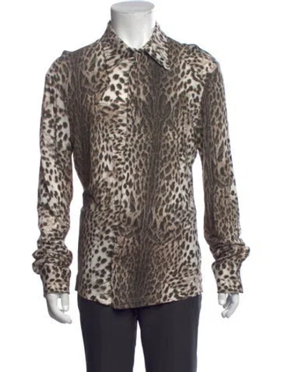 Pre-owned Just Cavalli Vintage 2000's Shirt In Brown/white
