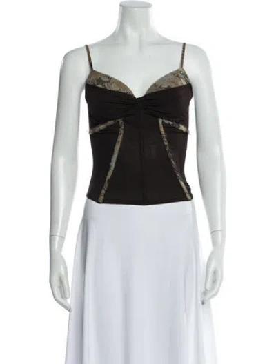 Pre-owned Just Cavalli Vintage 2000's Top In Brown