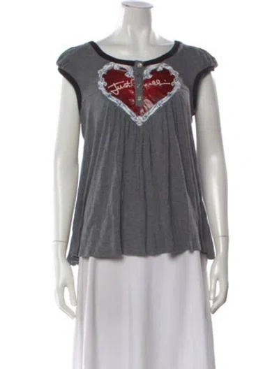 Pre-owned Just Cavalli Vintage 2000's Top In Gray