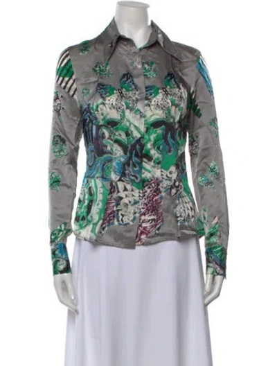 Pre-owned Just Cavalli Vintage 2000's Top In Gray