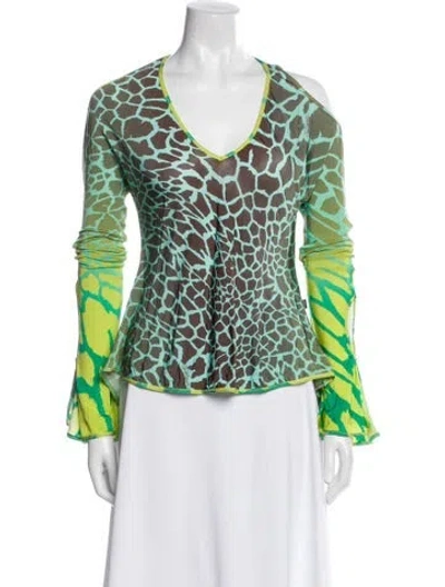Pre-owned Just Cavalli Vintage 2000's Top In Green