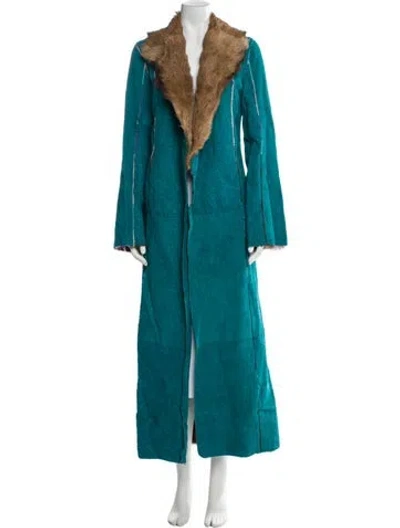 Pre-owned Just Cavalli Vintage 2001 Fur Coat In Blue