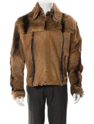 Pre-owned Just Cavalli Vintage 2001 Moto Jacket In Brown