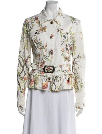 Pre-owned Just Cavalli Vintage 2004 Denim Jacket In Green/white