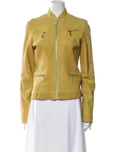 Pre-owned Just Cavalli Vintage 2005 Biker Jacket In Green