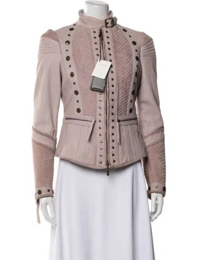 Pre-owned Just Cavalli Vintage 2005 Biker Jacket In Purple