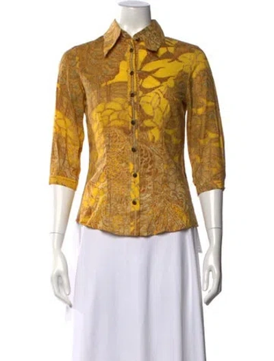 Pre-owned Just Cavalli Vintage 2007 Button-up Top In Yellow
