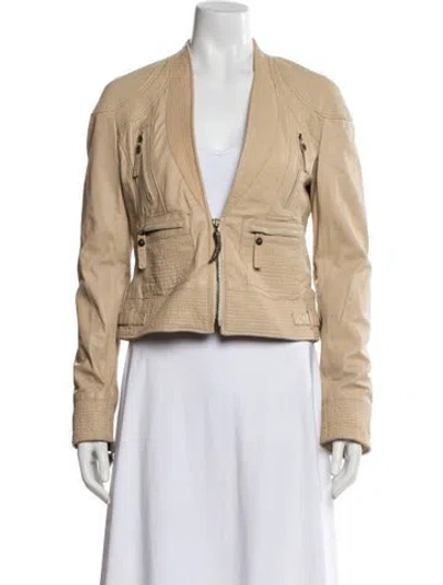 Pre-owned Just Cavalli Vintage 2008 Biker Jacket In Neutral