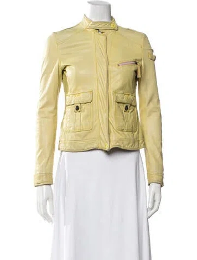 Pre-owned Just Cavalli Vintage 2008 Biker Jacket In Yellow