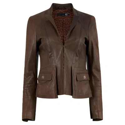 Pre-owned Just Cavalli Vintage 2009  Brown Leather Blazer