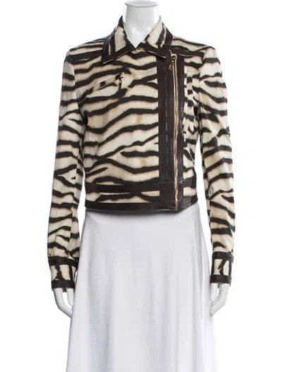 Pre-owned Just Cavalli Vintage 2011 Biker Jacket In Neutral