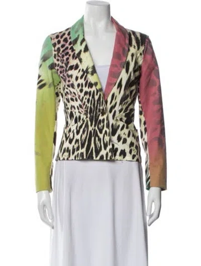 Pre-owned Just Cavalli Vintage Animal Print Blazer In Yellow