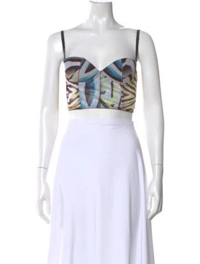 Pre-owned Just Cavalli Vintage Animal Print Crop Top In Yellow