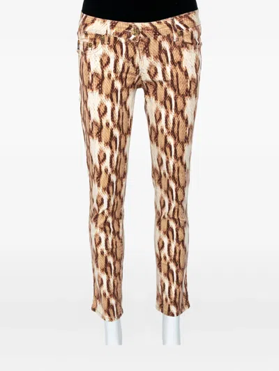 Pre-owned Just Cavalli Vintage Animal-print Trousers In Neutral