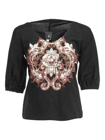 Pre-owned Just Cavalli Vintage Baroque-print Top In Black