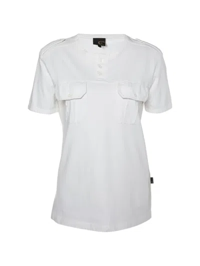 Pre-owned Just Cavalli Vintage Button-placket Flap-pocket T-shirt In White