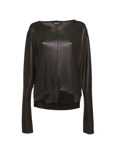 Pre-owned Just Cavalli Vintage Coated Long-sleeve Blouse In Black