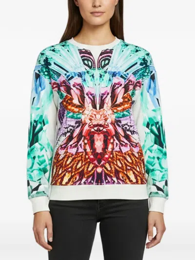 Pre-owned Just Cavalli Vintage Crystal-print Sweatshirt In Blue