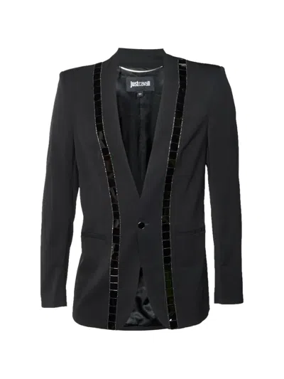 Pre-owned Just Cavalli Vintage Embellished Single-breasted Blazer In Black