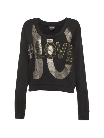 Pre-owned Just Cavalli Vintage Embroidered Long Sleeve Sweatshirt In Black