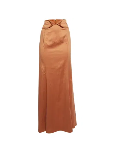 Pre-owned Just Cavalli Vintage Fit-and-flare Maxi Skirt In Orange