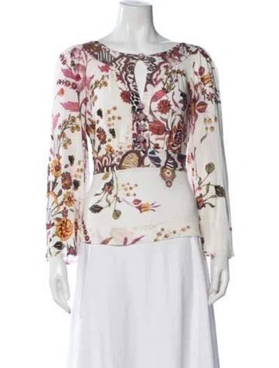 Pre-owned Just Cavalli Vintage Floral Print Top In White