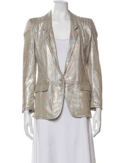 Pre-owned Just Cavalli Vintage Goat Leather Blazer In Neutrals