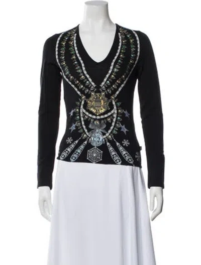Pre-owned Just Cavalli Vintage Graphic Print Top In Black