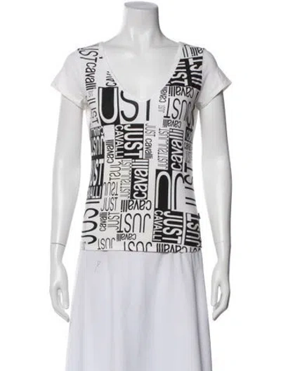 Pre-owned Just Cavalli Vintage Graphic Print T-shirt In White