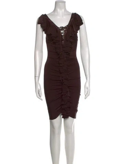 Pre-owned Just Cavalli Vintage Knee-length Dress In Brown