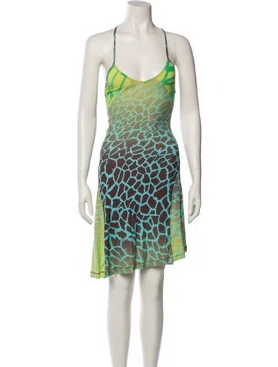 Pre-owned Just Cavalli Vintage Knee-length Dress In Green