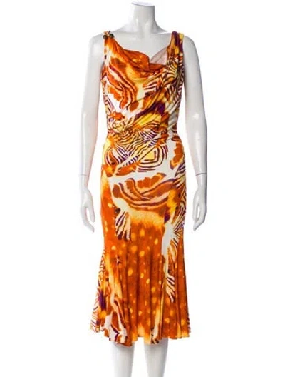 Pre-owned Just Cavalli Vintage Knee-length Dress In Orange