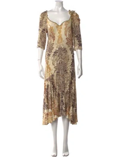 Pre-owned Just Cavalli Vintage Midi Length Dress In Gold