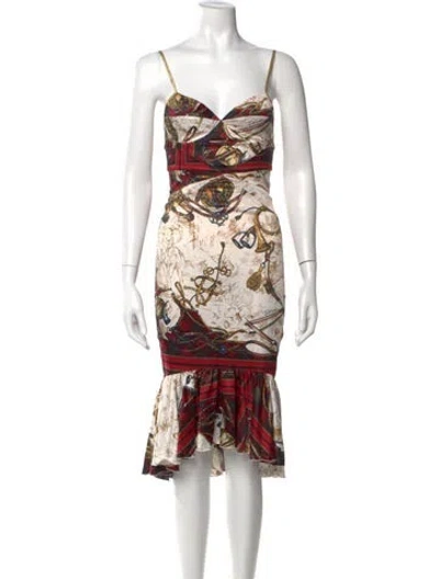Pre-owned Just Cavalli Vintage Midi Length Dress In Neutral