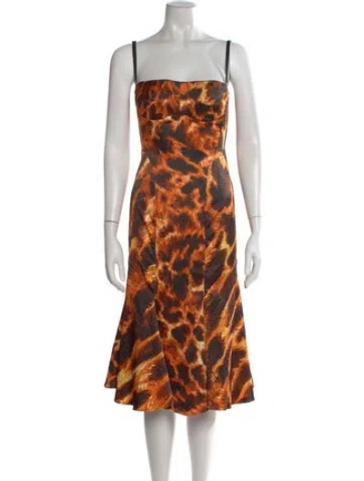 Pre-owned Just Cavalli Vintage Midi Length Dress In Orange
