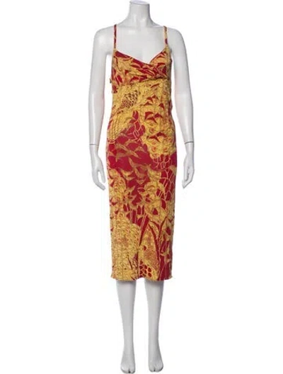 Pre-owned Just Cavalli Vintage Midi Length Dress In Red/yellow