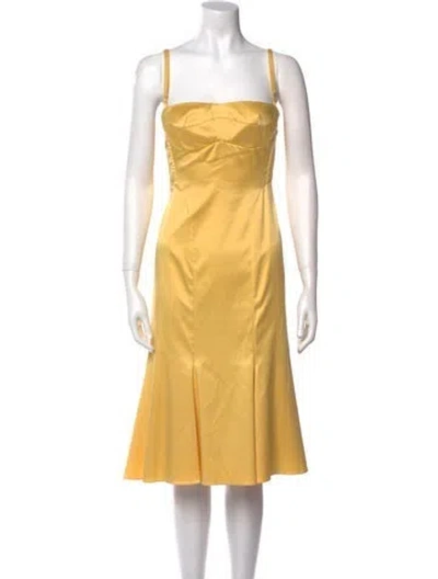Pre-owned Just Cavalli Vintage Midi Length Dress In Yellow