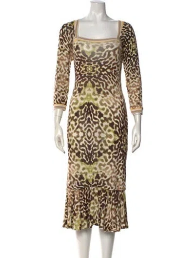 Pre-owned Just Cavalli Vintage Midi Length Dress In Yellow