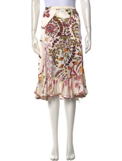 Pre-owned Just Cavalli Vintage Midi Length Skirt In White