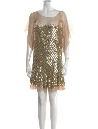 Pre-owned Just Cavalli Vintage Mini Dress In Gold