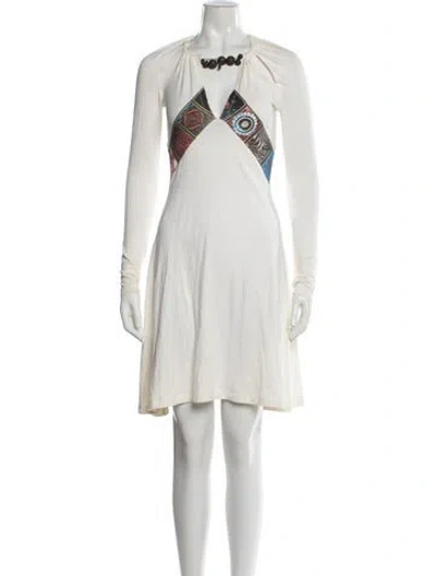 Pre-owned Just Cavalli Vintage Mini Dress In White