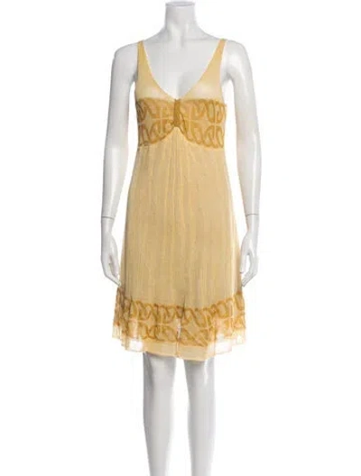 Pre-owned Just Cavalli Vintage Mini Dress In Yellow