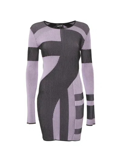 Pre-owned Just Cavalli Vintage Patterned Midi Dress In Black