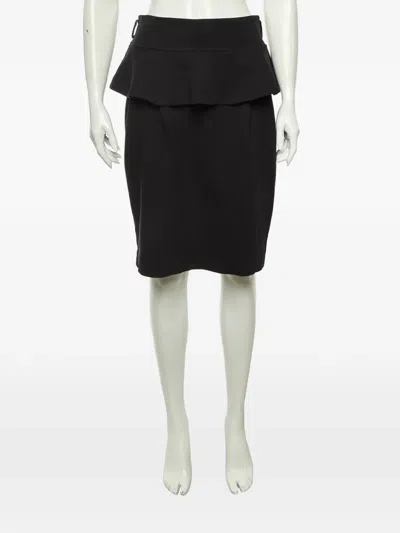 Pre-owned Just Cavalli Vintage Peplum-trim Pencil Mini Skirt In Black