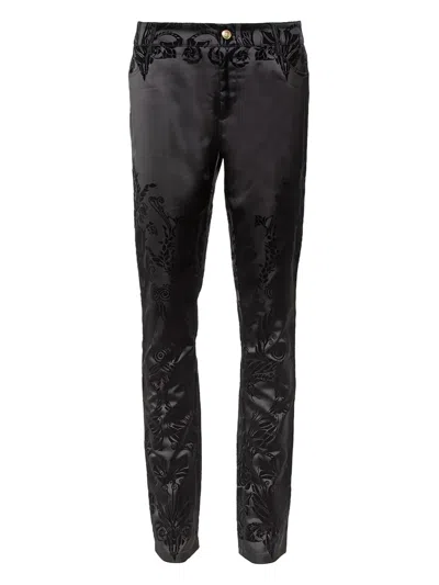 Pre-owned Just Cavalli Vintage  Embroidered Satin Trousers