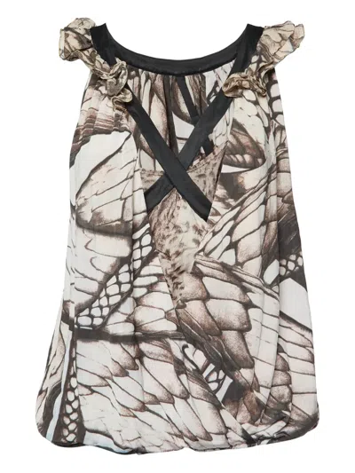 Pre-owned Just Cavalli Vintage  Printed Pleated Blouse