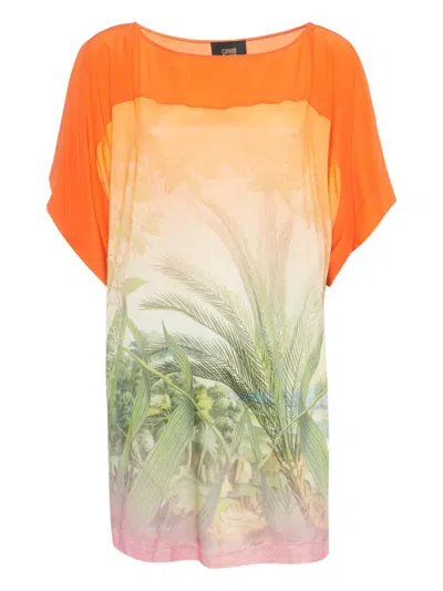 Pre-owned Just Cavalli Vintage Print T-shirt In Orange