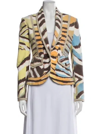 Pre-owned Just Cavalli Vintage Printed Blazer W/ Tags In Blue