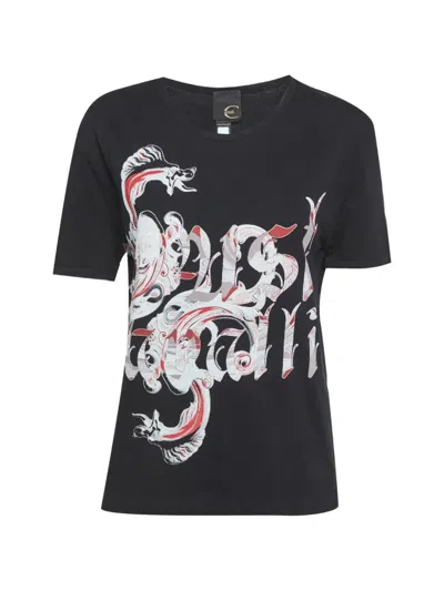 Pre-owned Just Cavalli Vintage Printed Crew-neck T-shirt In Black