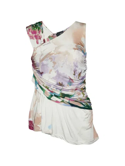 Pre-owned Just Cavalli Vintage Printed Draped Top In Neutral